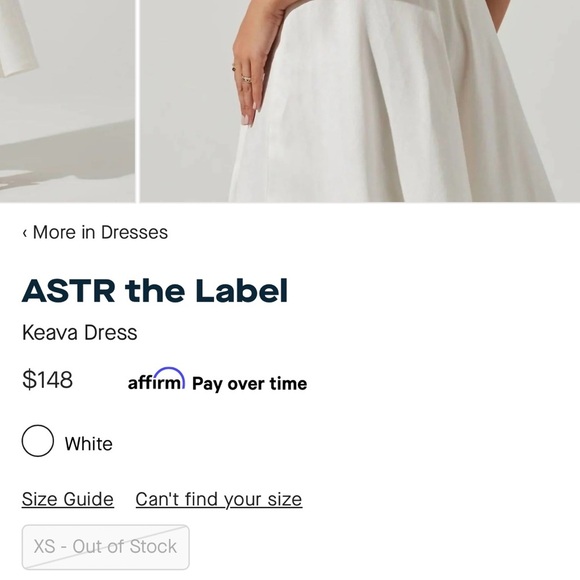 NWT ASTR the label Women's Keava Dress in White Size S - Picture 12 of 15